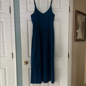 Athleta Blue Spaghetti Strap Midi Dress